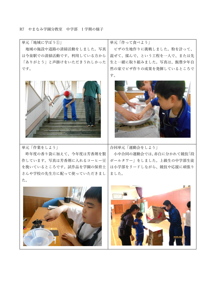 R7 1学期 分教室中学部活動の様子.pdfの1ページ目のサムネイル