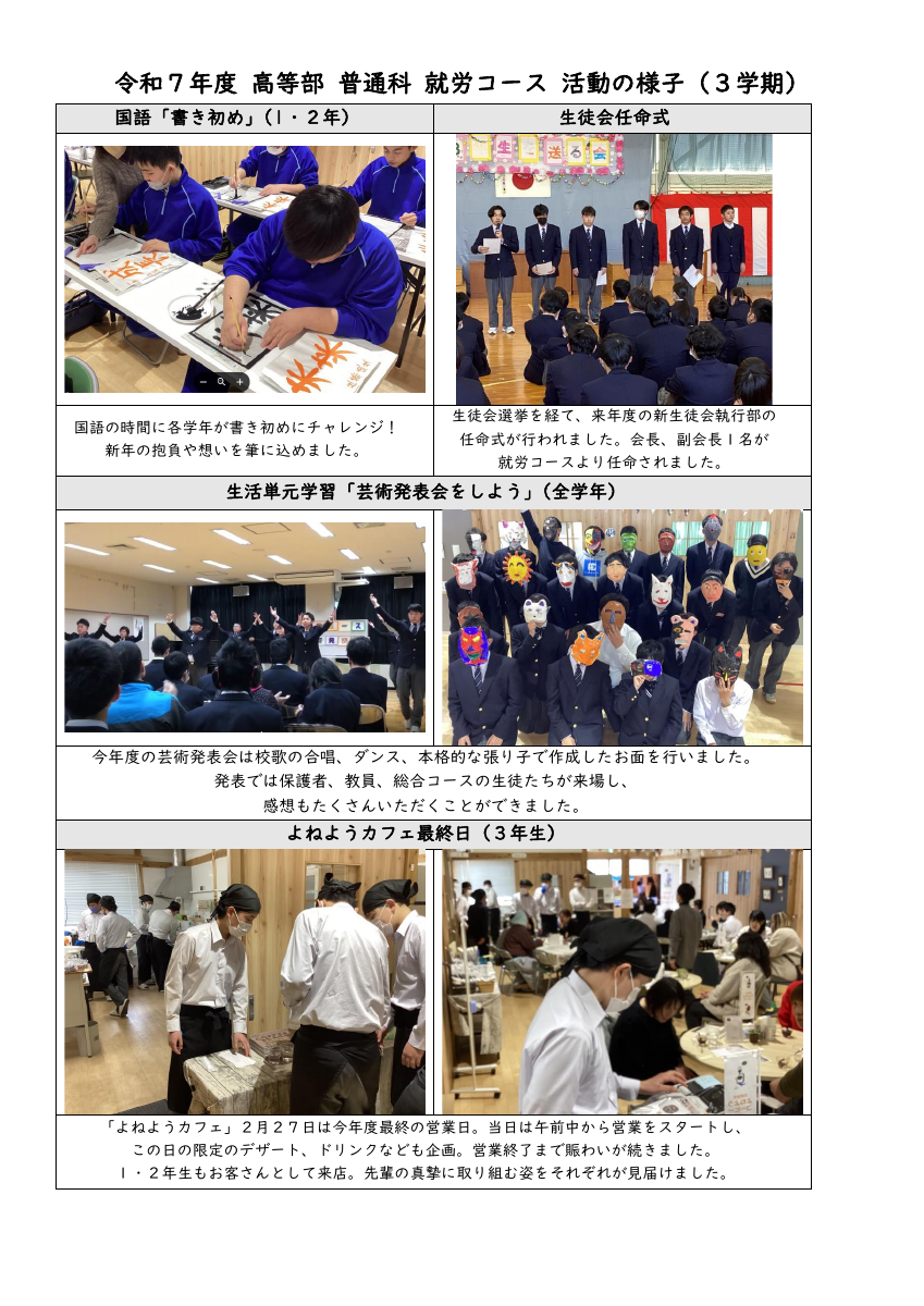 R7 3学期 高等部（就労）学習の様子.pdfの1ページ目のサムネイル